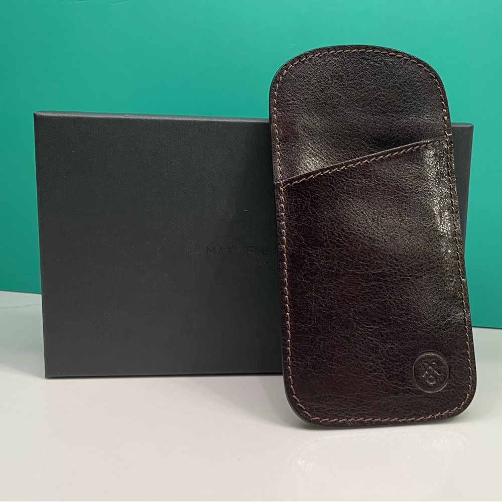 Maxwell Scott Rufeno Leather Glasses Case Brown or Black; Italian Leather Case